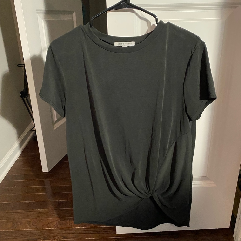 dark grey short sleeve top